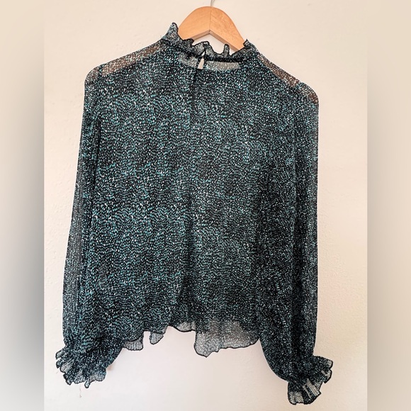 Zara Black and Green Patterned Blouse - Picture 6 of 9